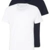Pier One 2 PACK - T-Shirt Basic - White/dark Blue -Pier One c317d65fe9bd4dd2b5dfb2c9aa92192f
