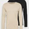 Pier One 2 PACK - Langarmshirt - Beige/black -Pier One d533123e775a492083ca7a6095e3993b